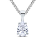 9ct White Gold Pear Shaped Cubic Zirconia CZ Claw Pendant — 10x7mm