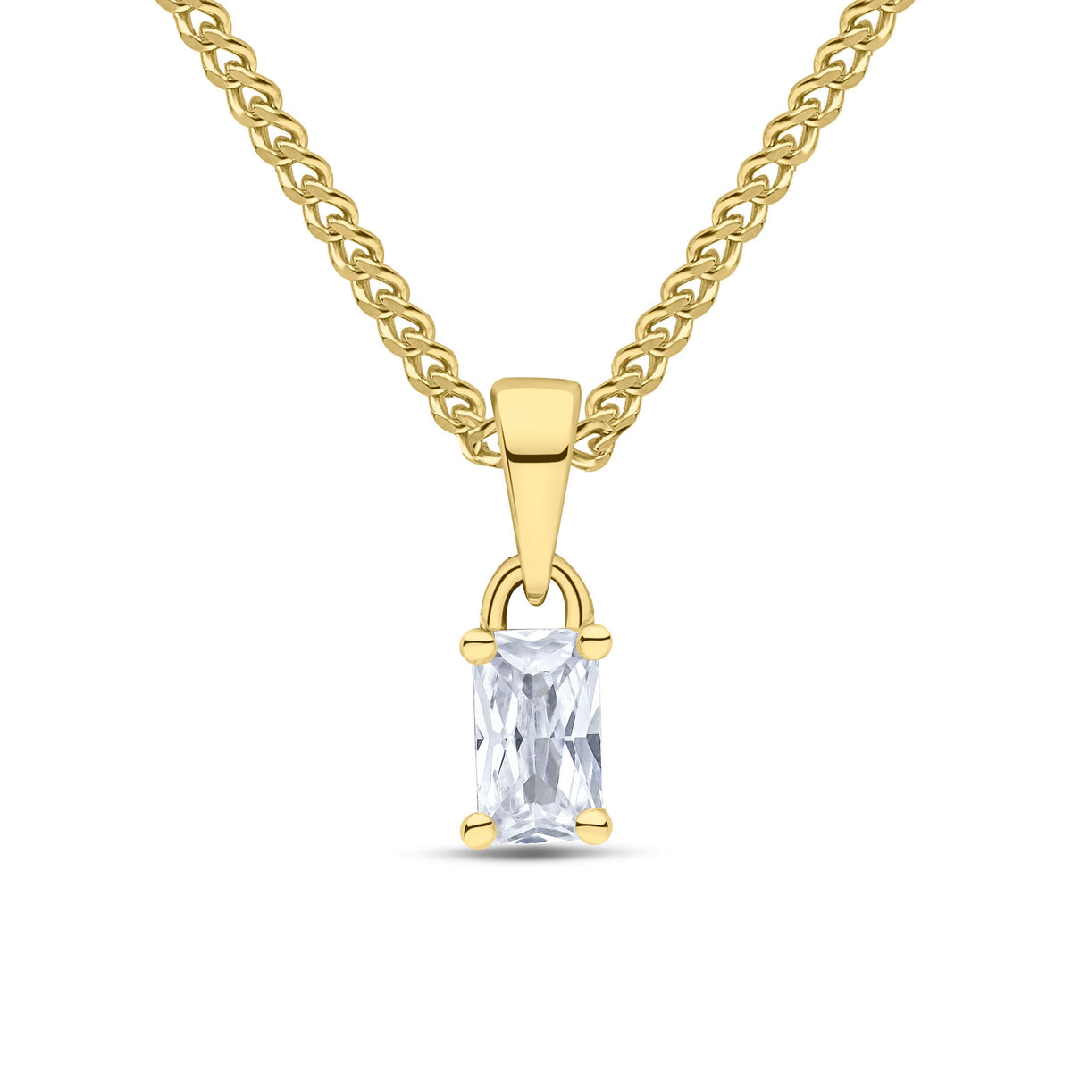 9ct Yellow Gold Octagonal Cubic Zirconia CZ Claw Pendant — 5x3mm