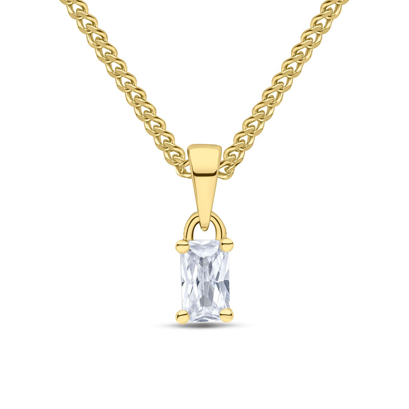 9ct Yellow Gold Octagonal Cubic Zirconia CZ Claw Pendant — 5x3mm