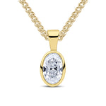 9ct Yellow Gold Oval Cubic Zirconia CZ Rubover Pendant — 7x5mm