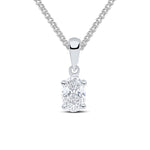 9ct White Gold Oval Cubic Zirconia CZ Claw Pendant — 6x4mm