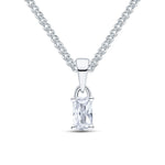 9ct White Gold Octagonal Cubic Zirconia CZ Claw Pendant — 5x3mm