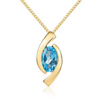 9ct Yellow Gold Oval Natural Swiss Blue Topaz ‘Eye’ Pendant — 6x4mm