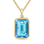9ct Yellow Gold Octagonal Natural Swiss Blue Topaz Rubover Pendant — 14x10mm