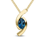9ct Yellow Gold Oval Natural London Blue Topaz ‘Eye’ Pendant — 6x4mm