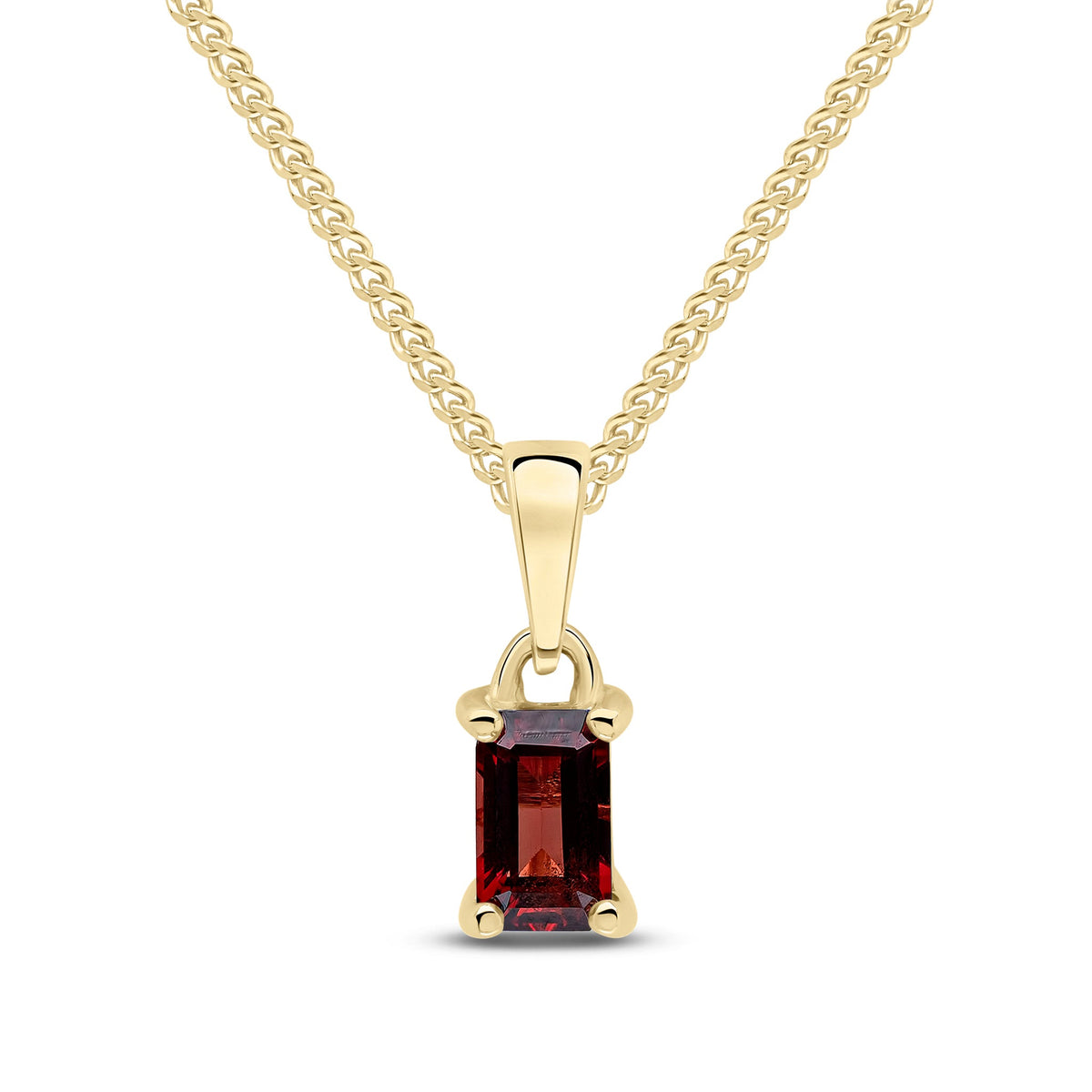 9ct Yellow Gold Octagonal Natural Garnet Claw Pendant — 5x3mm