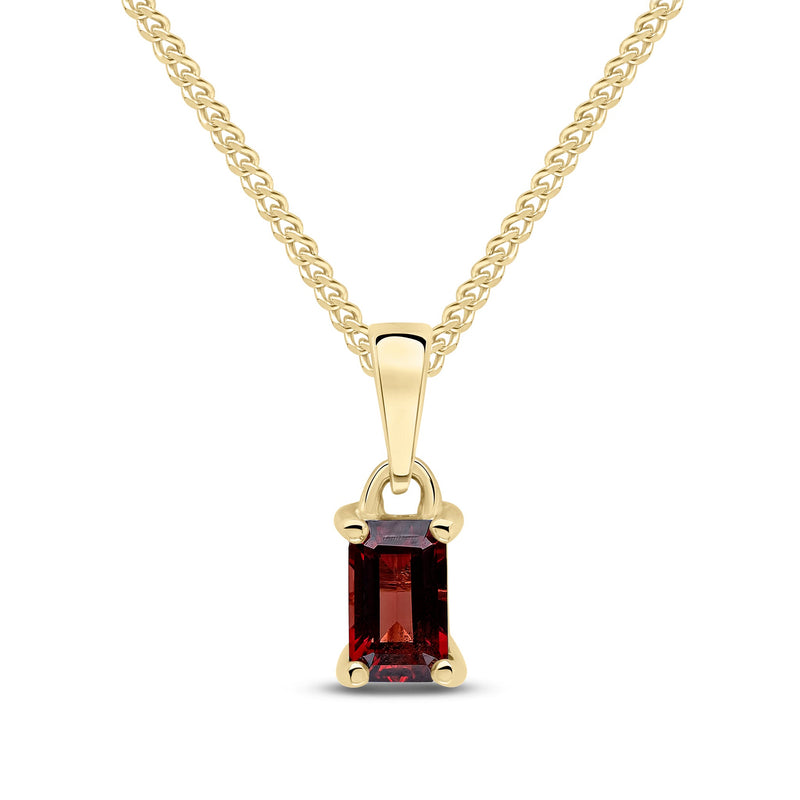 9ct Yellow Gold Octagonal Natural Garnet Claw Pendant — 5x3mm
