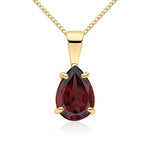 9ct Yellow Gold Pear Shaped Natural Garnet Claw Pendant — 10x7mm