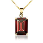 9ct Yellow Gold Octagonal Natural Garnet Claw Pendant — 14x10mm