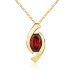 9ct Yellow Gold Oval Natural Garnet ‘Eye’ Pendant — 6x4mm