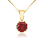 9ct Yellow Gold Round Natural Garnet Rubover Pendant — 5mm
