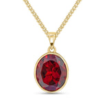 9ct Yellow Gold Oval Natural Garnet Rubover Pendant — 12x10mm