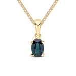 9ct Yellow Gold Oval Natural Sapphire Claw Pendant — 6x4mm