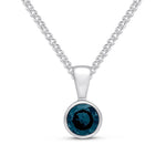 9ct White Gold Round Natural Sapphire Rubover Pendant — 5mm