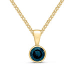 9ct Yellow Gold Round Natural Sapphire Rubover Pendant — 5mm