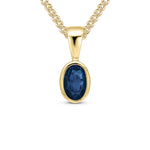 9ct Yellow Gold Oval Natural Sapphire Rubover Pendant — 6x4mm