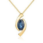 9ct Yellow Gold Oval Natural Sapphire ‘Eye’ Pendant — 6x4mm