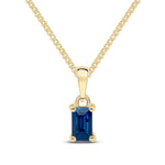 9ct Yellow Gold Octagonal Natural Sapphire Claw Pendant — 5x3mm