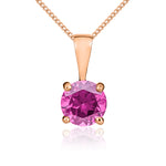 9ct Rose Gold Round Natural Pink Sapphire Claw Pendant — 5mm