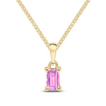9ct Yellow Gold Octagonal Natural Pink Sapphire Claw Pendant — 5x3mm