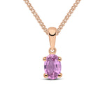 9ct Rose Gold Oval Natural Pink Sapphire Claw Pendant — 6x4mm