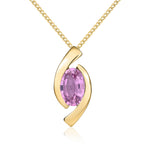 9ct Yellow Gold Oval Natural Pink Sapphire ‘Eye’ Pendant — 6x4mm