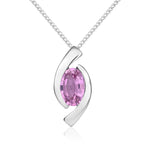 9ct White Gold Oval Natural Pink Sapphire ‘Eye’ Pendant — 6x4mm