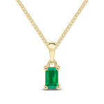 9ct Yellow Gold Octagonal Natural Emerald Claw Pendant — 5x3mm