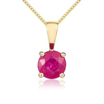 9ct Yellow Gold Round Natural Ruby Claw Pendant — 5mm