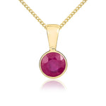 9ct Yellow Gold Round Natural Ruby Rubover Pendant — 5mm