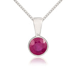 9ct White Gold Round Natural Ruby Rubover Pendant — 5mm