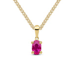 9ct Yellow Gold Oval Natural Ruby Claw Pendant — 6x4mm