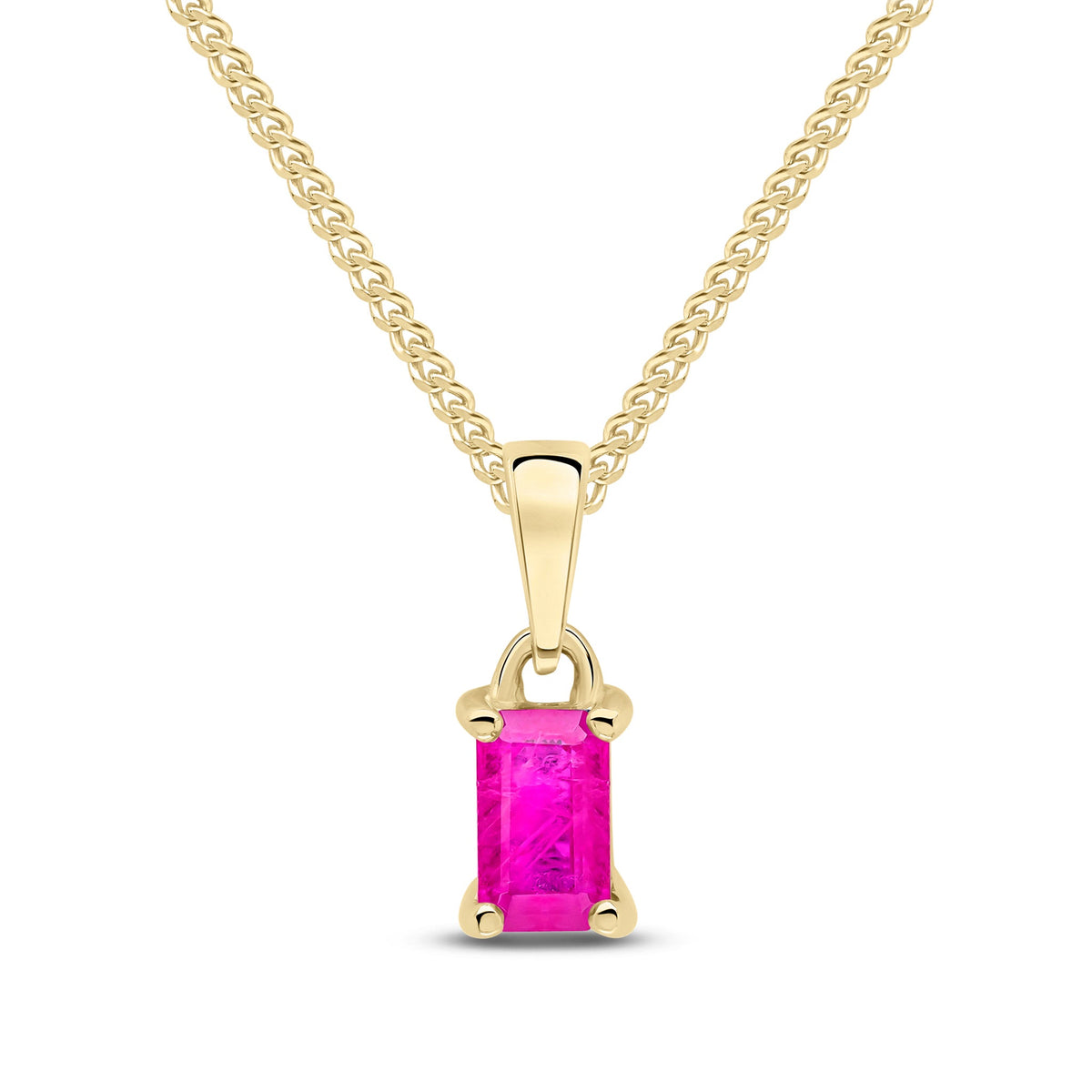 9ct Yellow Gold Octagonal Natural Ruby Claw Pendant — 5x3mm