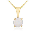 9ct Yellow Gold Round Natural Opal Claw Pendant — 5mm