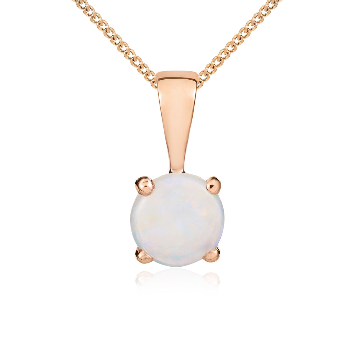 9ct Rose Gold Round Natural Opal Claw Pendant — 5mm