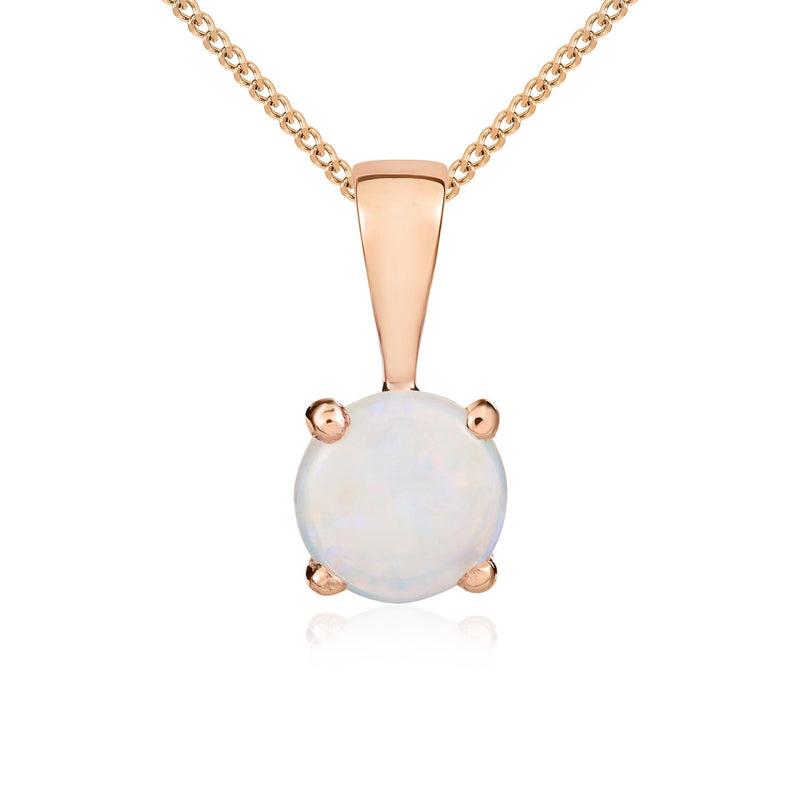 9ct Rose Gold Round Natural Opal Claw Pendant — 5mm