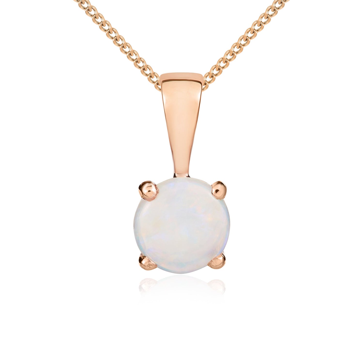 9ct Rose Gold Round Natural Opal Claw Pendant — 5mm