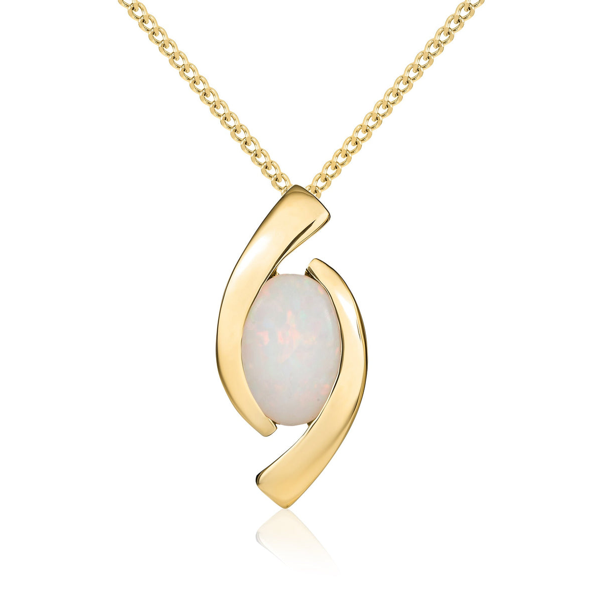 9ct Yellow Gold Oval Natural Opal ‘Eye’ Pendant — 6x4mm