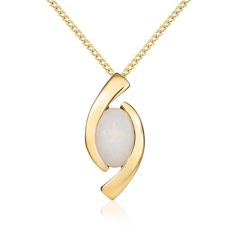 9ct Yellow Gold Oval Natural Opal ‘Eye’ Pendant — 6x4mm