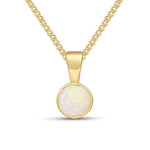 9ct Yellow Gold Round Natural Opal Rubover Pendant — 5mm