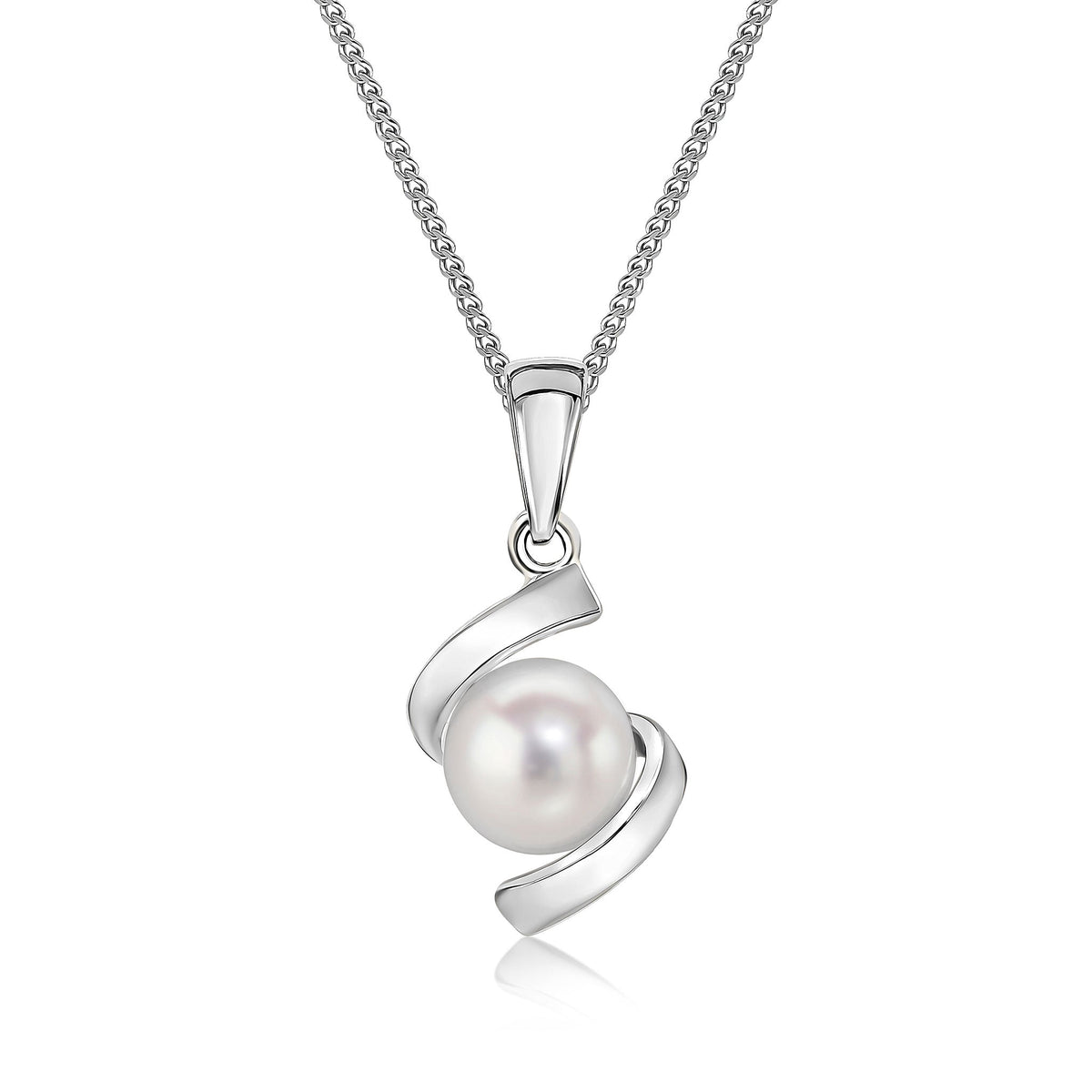 9ct White Gold Pearl Twist Pendant