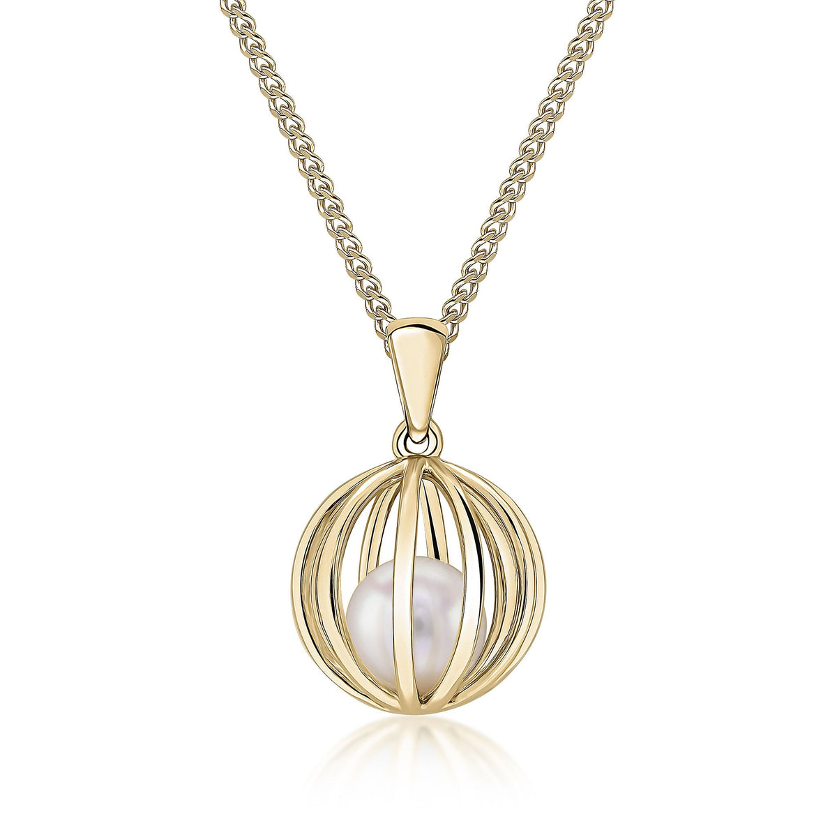 9ct Yellow Gold Pearl Cage Pendant