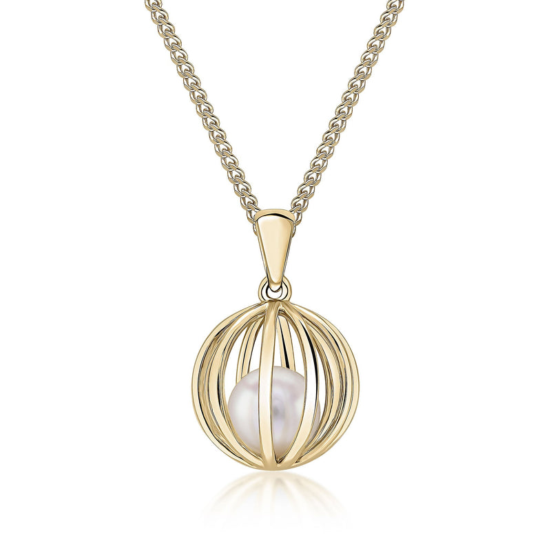 9ct Yellow Gold Pearl Cage Pendant