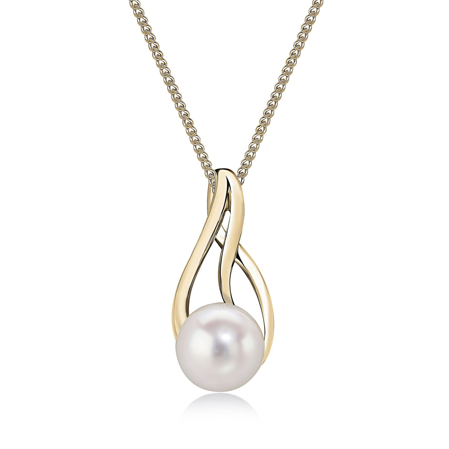 9ct Yellow Gold Natural Freshwater Pearl Teardrop Stud Pendant — 8 x 16mm