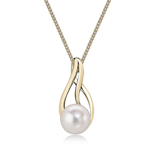 9ct Yellow Gold Freshwater Pearl Teardrop Stud Pendant