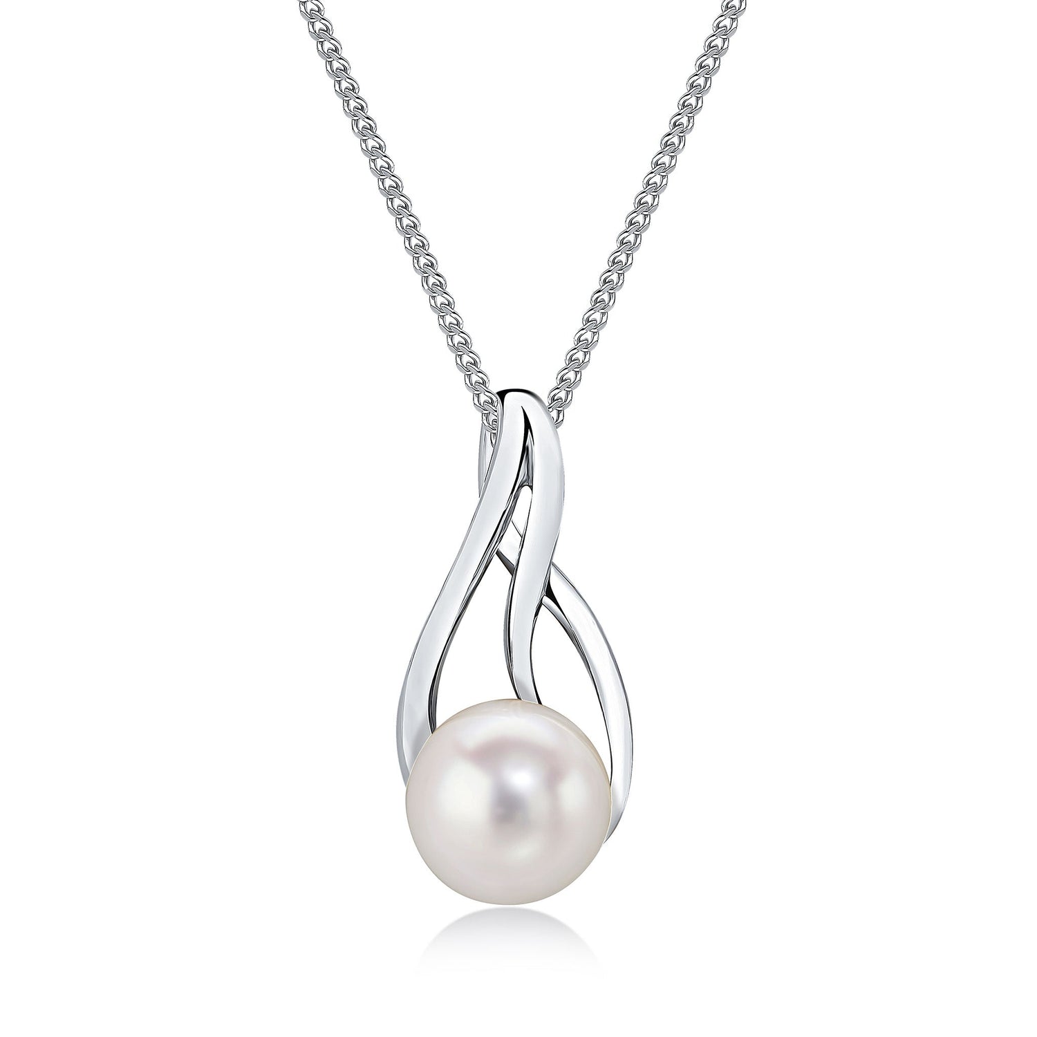 9ct White Gold Grey Natural Pearl Teardrop Pendant —6mm