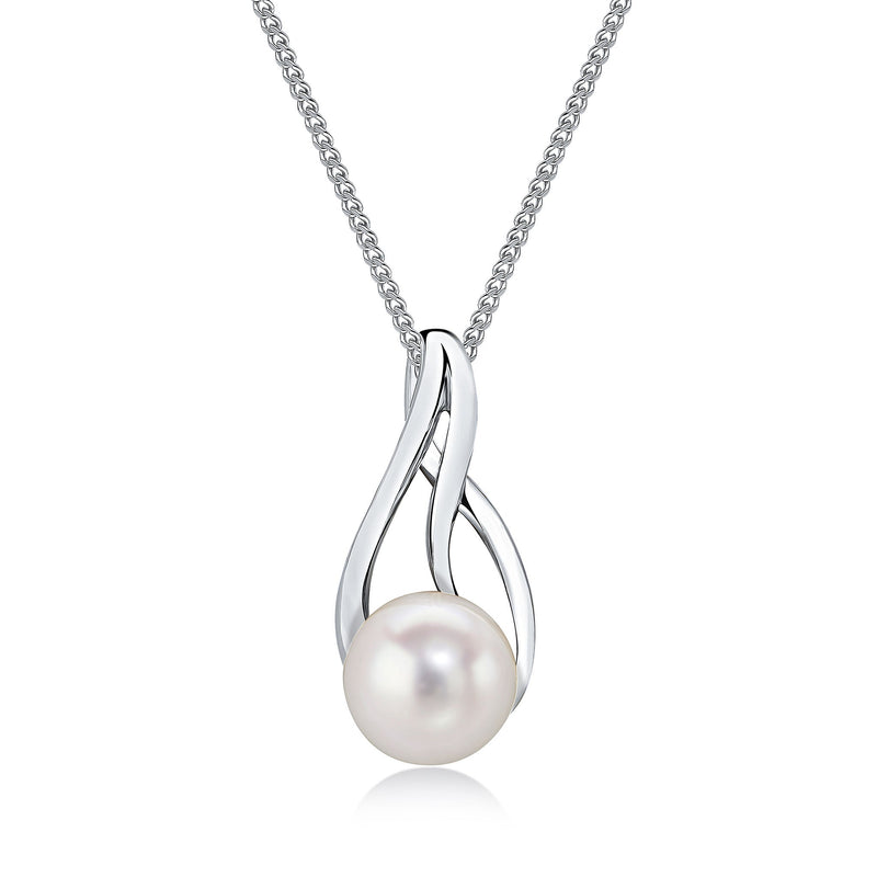 9ct White Gold Freshwater Pearl Teardrop Pendant