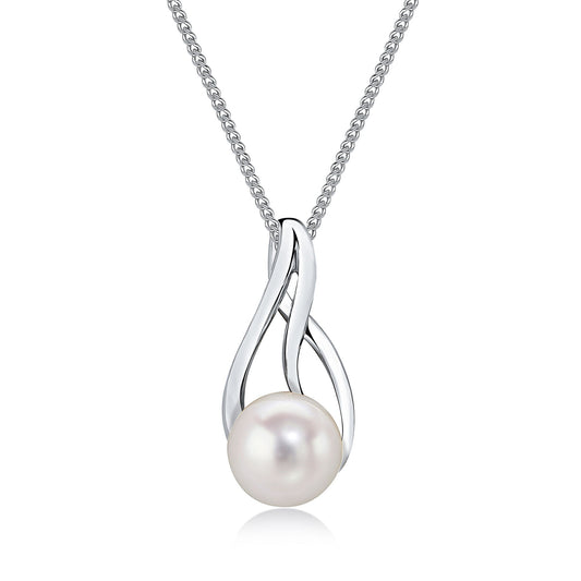 9ct White Gold Natural Pearl Drop Pendant — 7.9 x 16mm