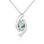 9ct White Gold Oval Natural Aquamarine ‘Eye’ Pendant — 6x4mm