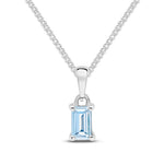 9ct White Gold Octagonal Natural Aquamarine Claw Pendant — 5x3mm